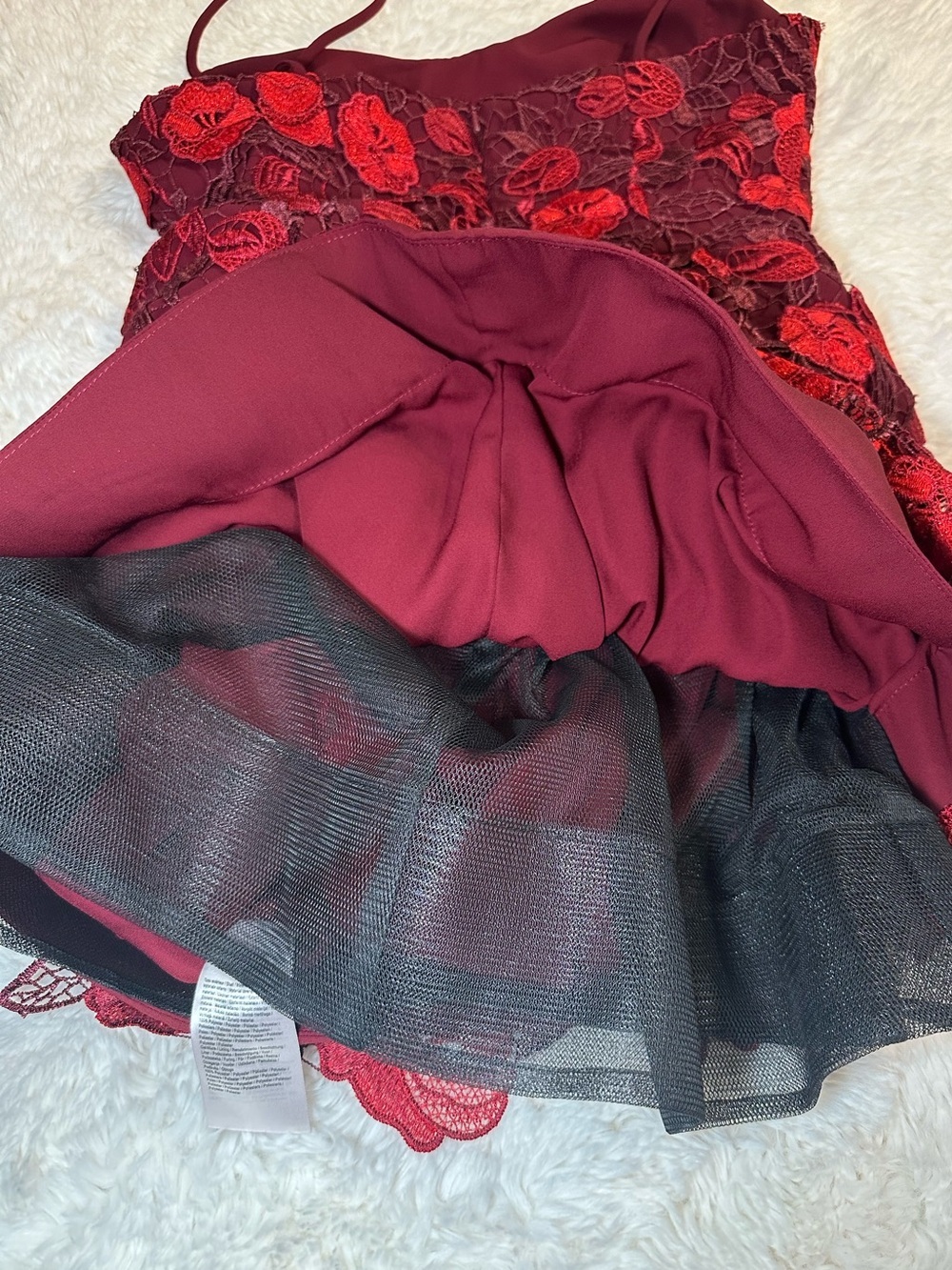 ML Monique Lhuillier Arielle Lace Cocktail Dress Burgundy Floral Size 6 - Picture 9 of 15